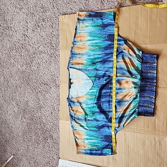 Marc New York blue/green elastic hem pullover blouse-M - Picture 4 of 9